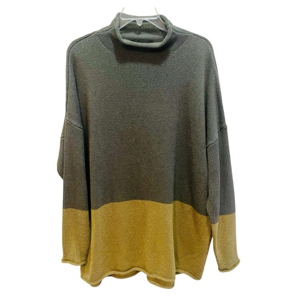 Tahari Green Colorblock Turtleneck Sweater 2X - Picture 1 of 7